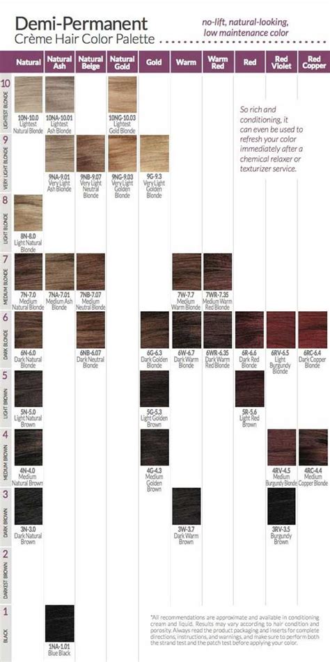 ion demi permanent color chart